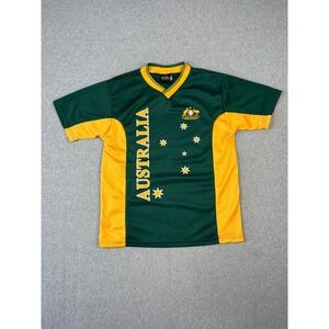 Australia Rugby Jersey Mens M Green Yellow Color block‎ Kangaroos Short Sleeve
